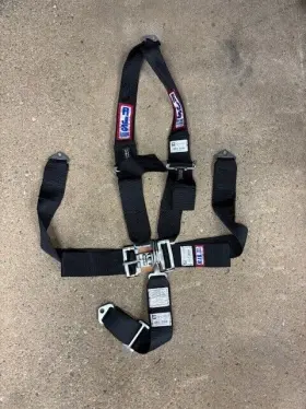 1126201 Rjs 5 Point Latch And Link Racing Harness - Black 3 Inch Nylon Bolt-in