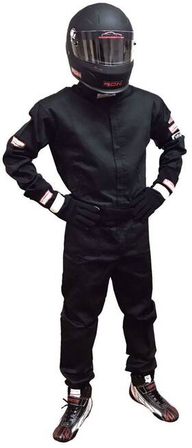 Rjs 200040124 Racer 5 Classic 1 Layer Piece Suit Black Kids Size 12