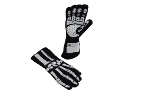 600080133 Rjs - White M Single Layer Racing Gloves With Skeleton Print