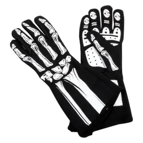 600080138 Rjs - White L Double Layer Racing Gloves With Skeleton Print