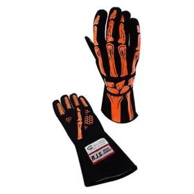 600090142 Rjs - Orange L Single Layer Racing Gloves With Skeleton Print