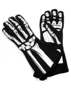 600090168 Rjs - White S Double Layer Racing Gloves With Skeleton Print