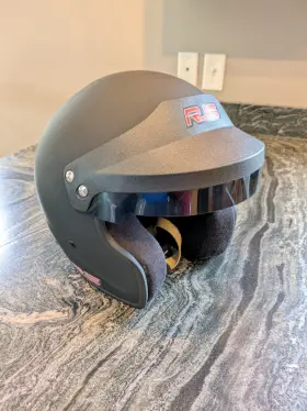Of-s6 Rjs Racing Helmet Matte Black Open-face Large With Xl Pad Inserts. Like New