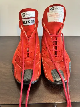 500020460 Rjs Racing Driving Shoes Red Mid Top Size 13 Sfi 3.3.5 Nasa Scca Imsa Car