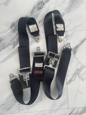 Rjs Racing Equipment 50502 15001901 Sfi 16.1 Latch And Link 3 Inch Lap Belts Black Pair