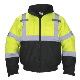 690-1509 Sas Safety Corp. Hooded Bomber Jacket Class 3 Yellow With 2 Inch Reflective Trim - Large