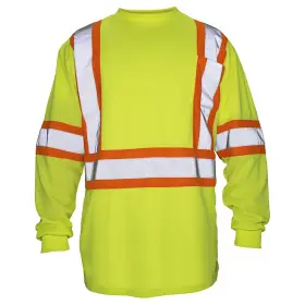 690-1611 Sas Safety Corp. Long Sleeve T-shirt Class 2 Yellow With Inch Reflective Trim - 2x Large