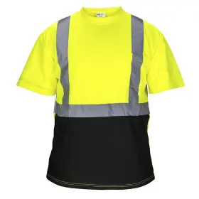 690-1659 Sas Safety Corp. Black Bottom T-shirt Class 2 Yellow With Inch Reflective Tape - Lrg