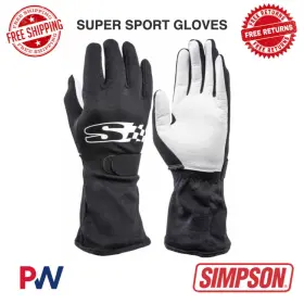 Simpson 090127457108 Racing Super Sport Gloves X-large - Black #ssxk