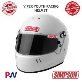18y0561 Simpson Racing Viper Youth Helmet Small 56 Cm - White #18y0561