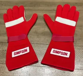 21300 Simpson Racing Large Red 3.3/5 Gloves Leather Vtg Unused Part No