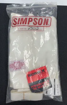 23012 Simpson Rare Racing White Nomex Helmet Skirt #23012 Vintage