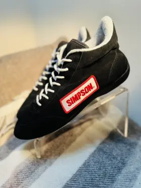 28100 Simpson Racing High Top Shoe Vintage Mens Size 11.5 Black Comfort