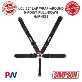 29112bkh Simpson Racing Lcl 55 Inch Lap Wrap-around 5-point Pull-down Harness Black #29112bkh