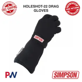 37017sk Simpson Racing Holeshot-22 Drag Gloves Small - Black #37017sk
