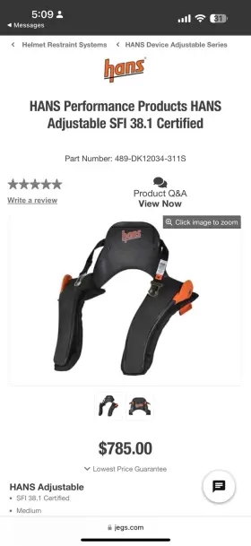 489-dk12034-411s Simpson Viper Helmet And Hans Device Size Large Med
