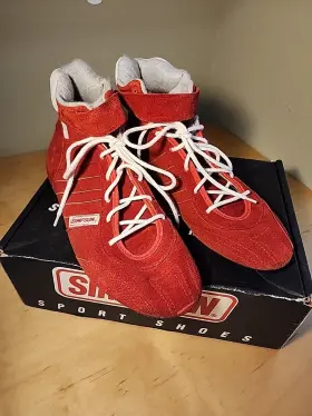 55100 Simpson Brand New In Box 1980s Vintage Racing Shoes Red Size 10
