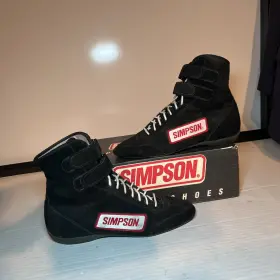 55950 Simpson Racing Shoes Size 9.5 Mens Suede Hightop Black Sfi 3.3/5 In Box