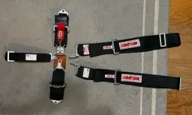 856-29025bk Simpson Quarter Midget 5-point Safety Harness Sfi Latch And Lock Black