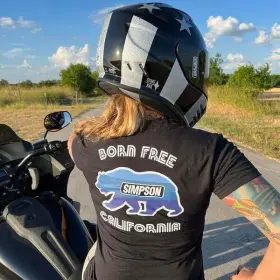 Bfct2x5 Simpson Motorcycle California Born Free T-shirt - Black