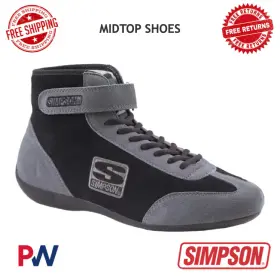 Simpson Racing 090127442067 Midtop Shoes 9.5 - Black #mt950bk
