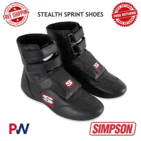 Simpson Racing 090127455968 Stealth Sprint Shoes Size 13 - Black #sp130bk