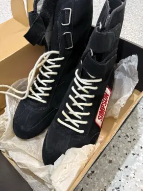 28000bk Simpson Racing Mens Black High Top Driving Race Shoes Size 8.5