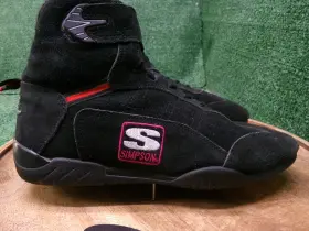 Ad750bk Simpson Racing Adrenaline Shoes Mens High Top Black Suede Size 9.5 Us