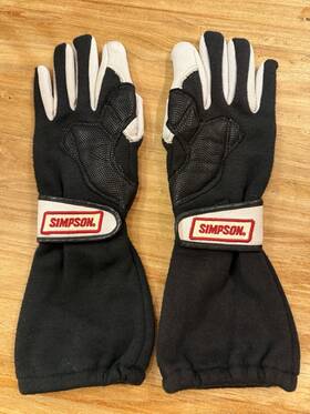 Simpson Rn94789 Vintage Nomex Racing Gloves Size Small Black White Fire Resistant Sfi