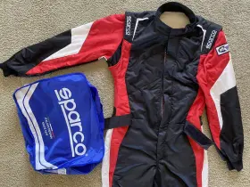 001128sfb62nrbr Sparco Competition Series Suit Sfi 3.2a/5 Size 52 Medium Black/white