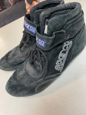 13884 Sparco Black Suede Driving Racing Shoes Mens Size 10.5 Used Nascar Cars Trucks