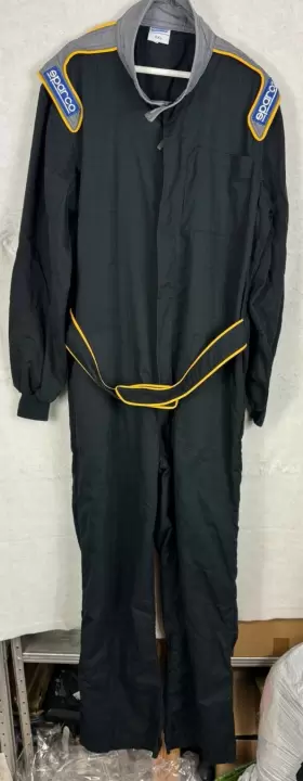 Ch3-0214 Sparco S Driver Auto Racing Suit Black Belted Zip Up Pocket Logo Kart Ch2 Crew