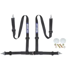 9101113 Speedway Motors Sparco 4 Point Street Harness With Install Kit Black