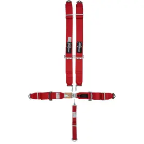 910728-red Speedway Motors Racing Harness Red 5-point Latch/link Pull-down Seat Belts Sfi 16.1