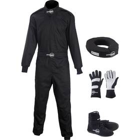 Speedway Motors 9109739 1-pc Black Racing Suit Combo 2xl Shoe Size 11.5
