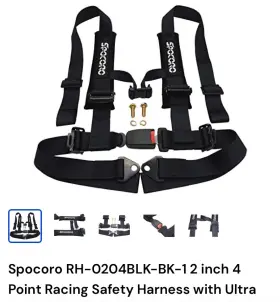 Rh-0204blk-bk-1 Spocoro 4 Point Racing Harness - New
