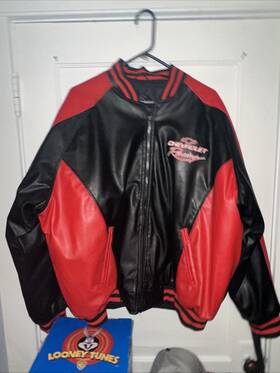 Steve And Berrys D27909 Barrys Size Xl Chevrolet Racing Mens Varsity Jacket Red Black