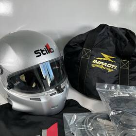 Stilo Aa0700af2t60 Helmet St5 Gt Xl 61 Auto Racing Rally Silver Scca Nasa With Impact Bag Xtras