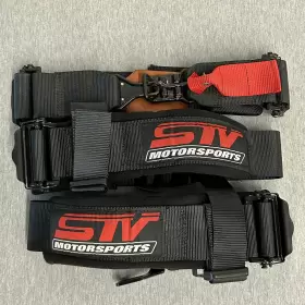 Stv Motorsports 4-point-3-black-sewn-in Safety Seat Belt Harness Black 4-point 3 Inch Straps Latch And Link