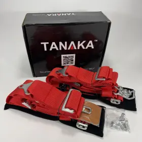 Ta-lat4rd Tanaka 4 Point Racing Seat Belt Harness Red Camlock Universal Drift Jdm