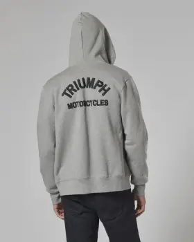 Msws2343-l Triumph Motorcycles - Dolan Full Zip Fleece Hoodie Sweatshirt Gray Marl
