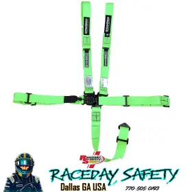 Hb4603flog Ultra Shield Race Products Junior 5 Point Racing Seat Belts Flou Green Sfi 16.1 June 2027