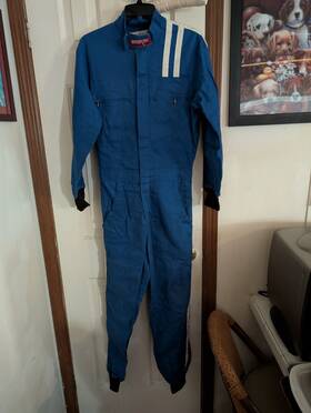 Worth W67539 Blue Racing Suit Coveralls Size Small Fire Retardant Also White Socks