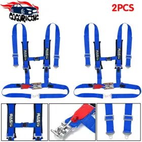 036bag-tp-blue Wutong Pair Of 4 Point 2 Inch Padded Seat Belts Racing Harness For Atv Utv Go-kart