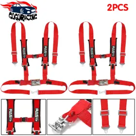 036bag-tp-red Wutong Pair Of 4 Point 2 Inch Padded Seat Belts Racing Harness For Atv Utv Go-kart