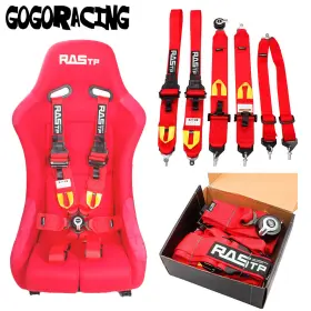 060bag-red Wutong New Red 6-point Racing Seat Belt Car Modification Quick Release Snap-on Camlock
