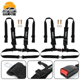 Bag03520250717-tp-black-2pcs Wutong Pair Of 4 Point 2 Inch Strap Drift Racing Seat Belt Buckle Harness With Should Pads