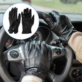 X Autohaux 656417615353 Xl Motorbike Glove Breathable Full Finger Sheepskin Outdoor Gloves Black 1 Pair