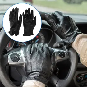 X Autohaux 656417615353 Xl Motorbike Glove Breathable Full Finger Sheepskin Outdoor Gloves Black 1 Pair