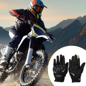 X Autohaux 781954900614 M Motorcycle Gloves Breathable Full Finger Nylon Outdoor Black 1 Pair